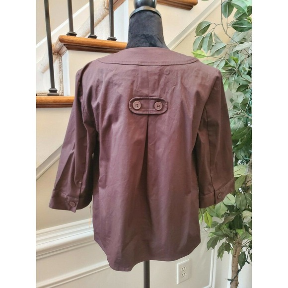 New Additions Women Brown Cotton Long Sleeve Buttons Front Jacket Blazer Size S - Picture 6 of 12